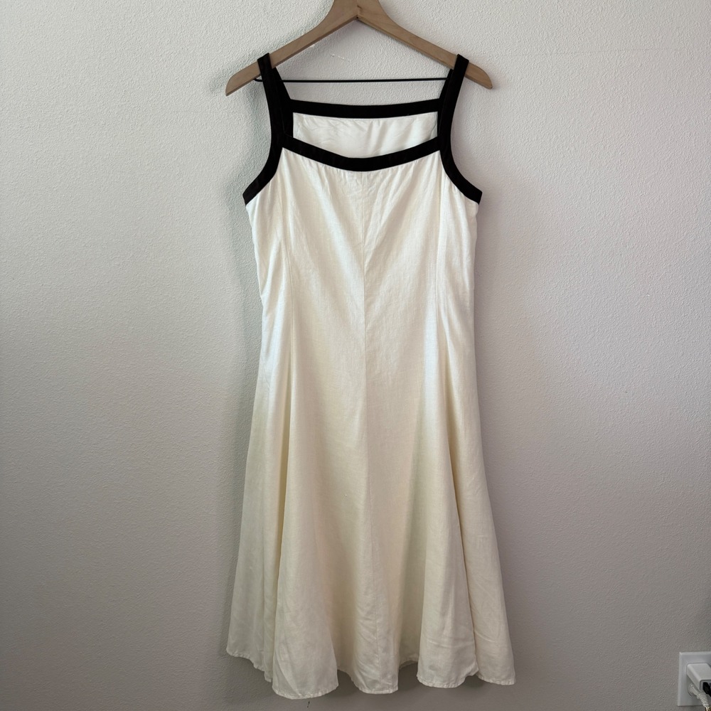 LAUREN RALPH LAUREN Womens 100% Linen Contrast Trim Dress Size 10 Coastal